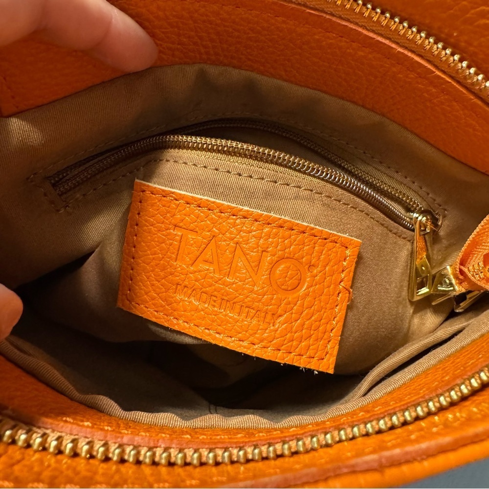 TANO Orange Italian Leather Crossbody Bag - Picture 3 of 15